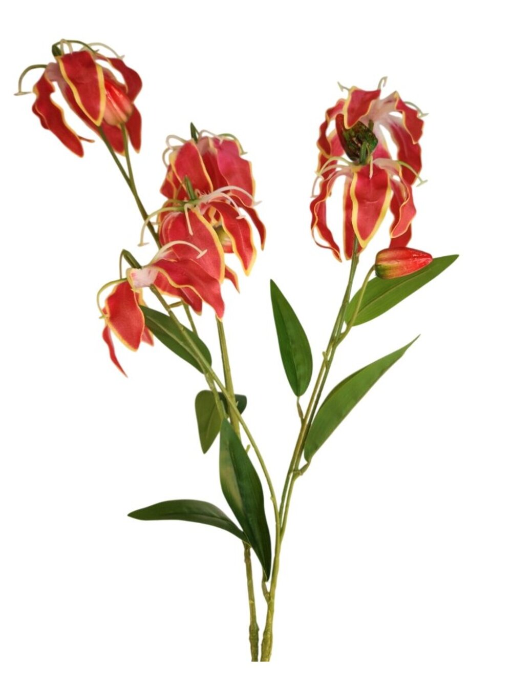 Artificial Gloriosa Lily Stem 31 Inch | Flame Lily Faux Flower | Tropical Silk F